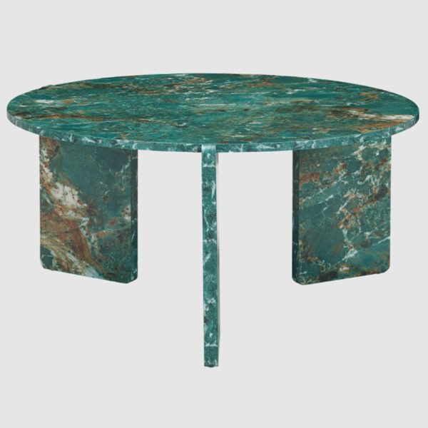 Halifax Wooden Round Coffee Table In Amazon Green Marble Effect | Bed Sava