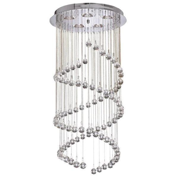 Hallway 5 Light Clear Crystal Multi Drop Pendant Light In Chrome | Bed Sava