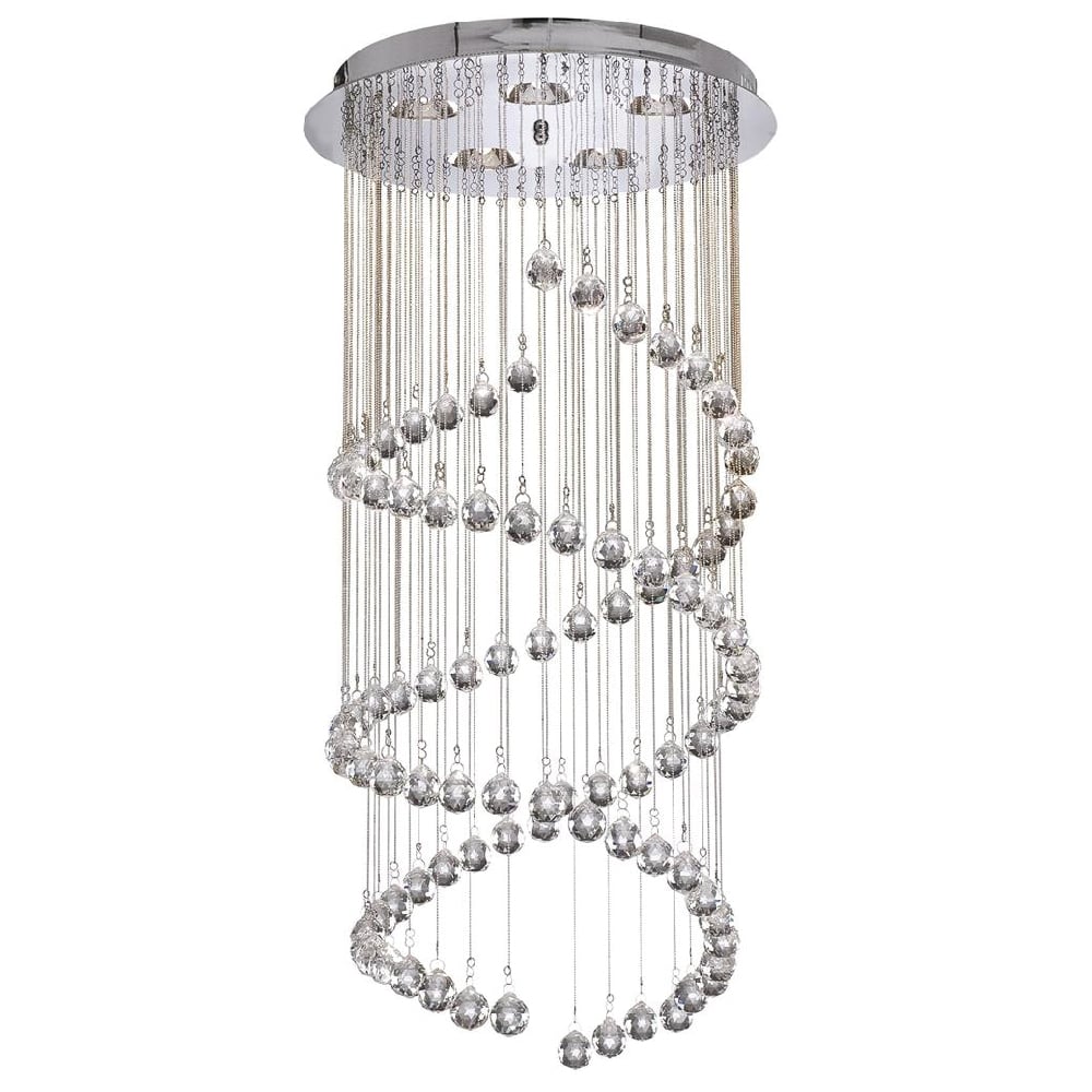 Hallway 5 Light Clear Crystal Multi Drop Pendant Light In Chrome