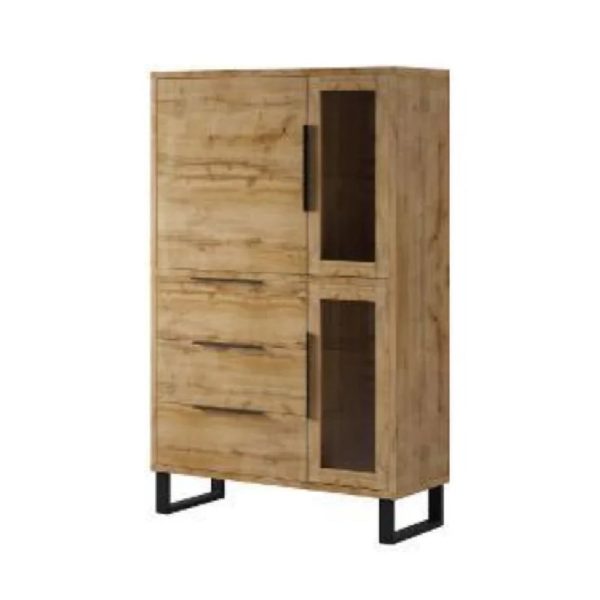 Hamburg Wooden Display Cabinet With 3 Doors In Wotan Oak | Bed Sava