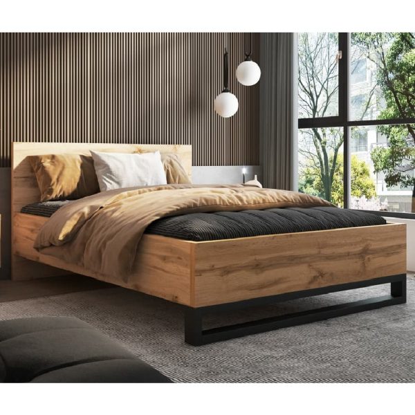 Hamburg Wooden Double Bed In Wotan Oak | Bed Sava