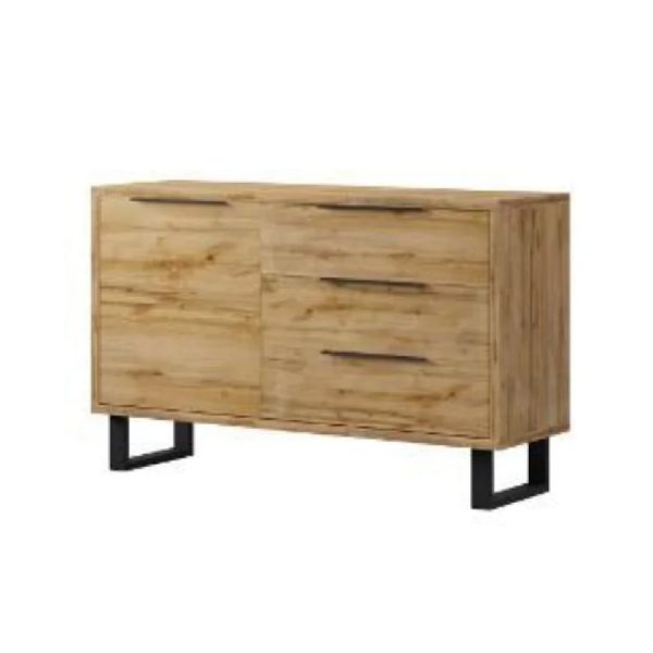 Hamburg Wooden Sideboard With 1 Door 3 Drawers In Wotan Oak | Bed Sava