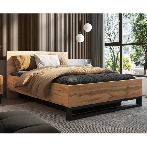 Hamburg Wooden Storage Ottoman Double Bed In Wotan Oak | Bed Sava