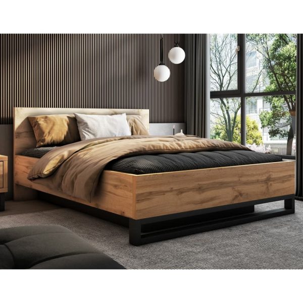 Hamburg Wooden Storage Ottoman King Size Bed In Wotan Oak | Bed Sava