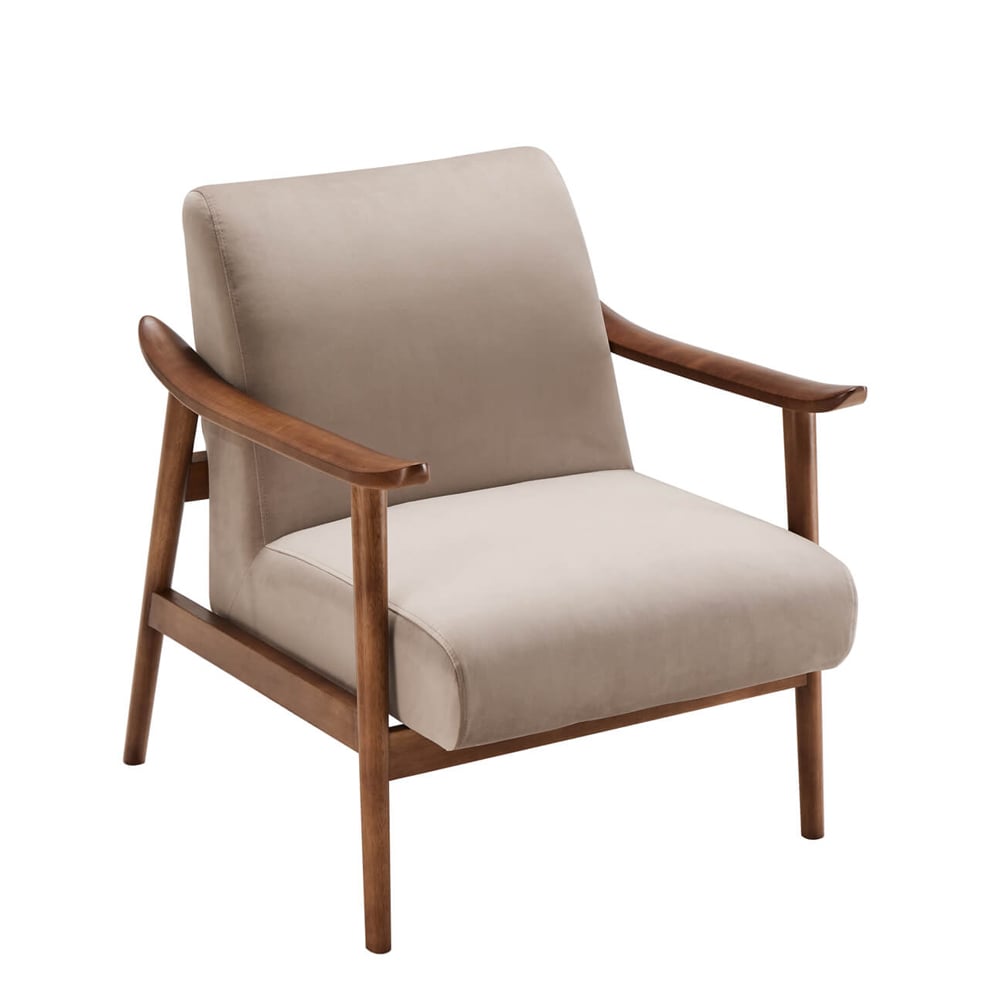 Hamilton Velvet Fabric Bedroom Chair In Taupe