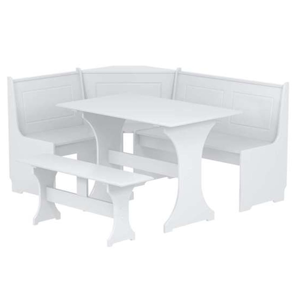 Hancock Wooden Corner Dining Set In White