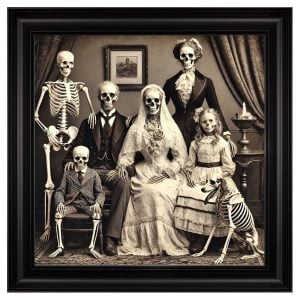 Hankinson Death Smile Family Portrait Wall Art In Black Frame | Bed Sava