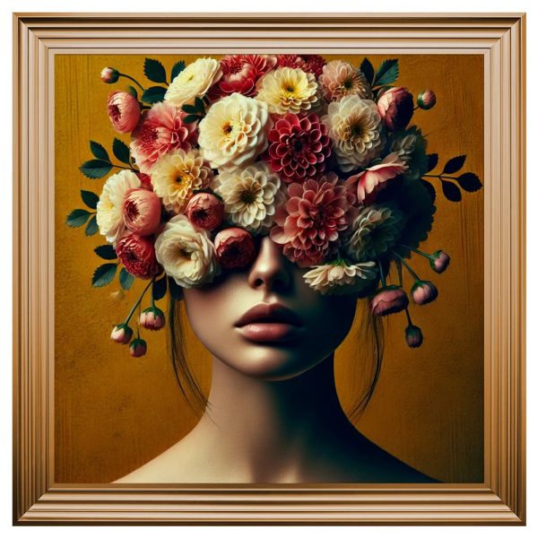 Hankinson Flower Face Lady Wall Art In Bronze Frame | Bed Sava