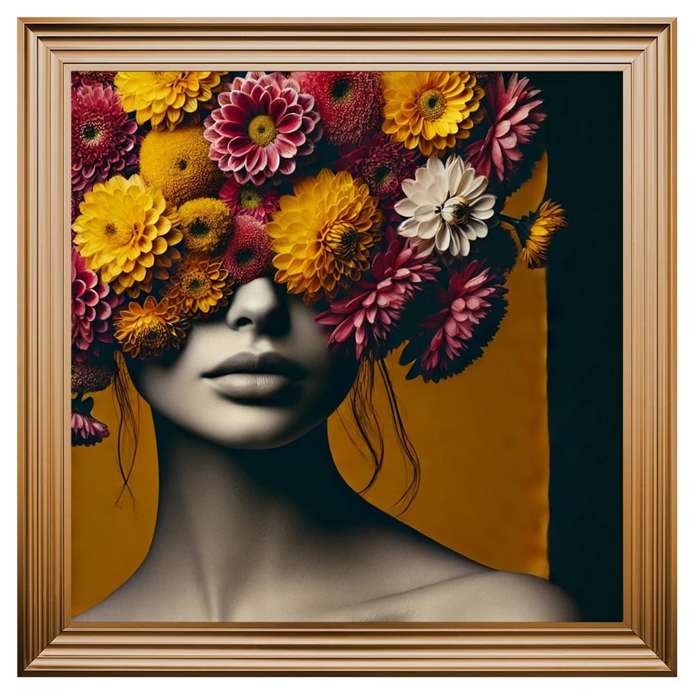Hankinson Flower Face Woman Wall Art In Bronze Frame