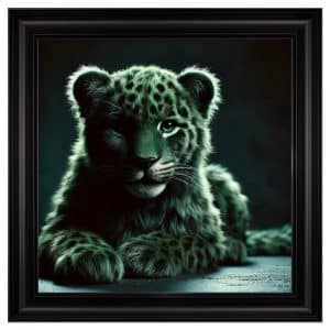 Hankinson Green Leopard Cub Wall Art In Black Frame | Bed Sava