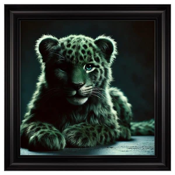 Hankinson Green Leopard Cub Wall Art In Black Frame | Bed Sava