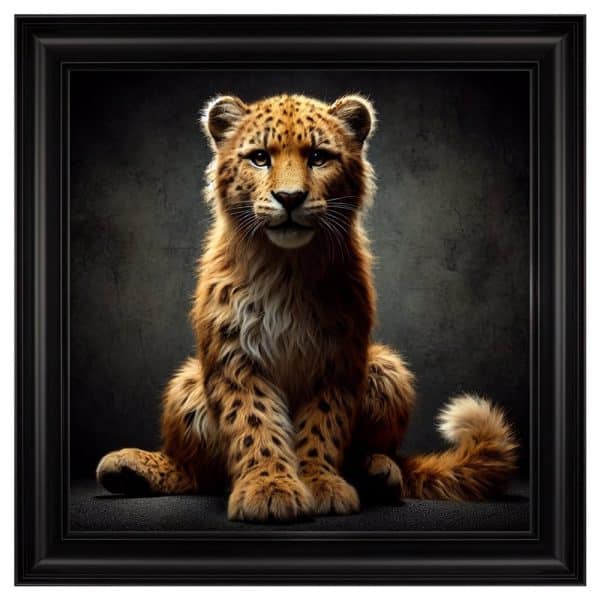 Hankinson Orange Leopard Cub Wall Art In Black Frame | Bed Sava