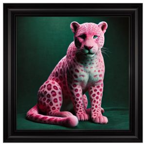 Hankinson Pink Leopard Cub Wall Art In Black Frame | Bed Sava