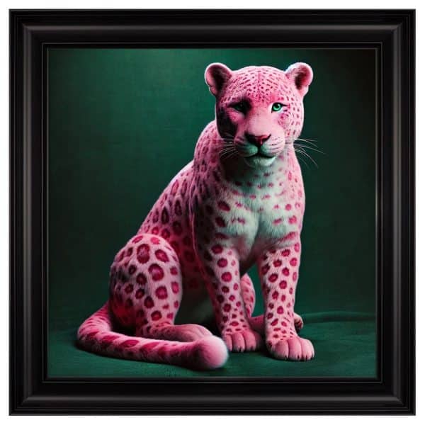 Hankinson Pink Leopard Cub Wall Art In Black Frame | Bed Sava