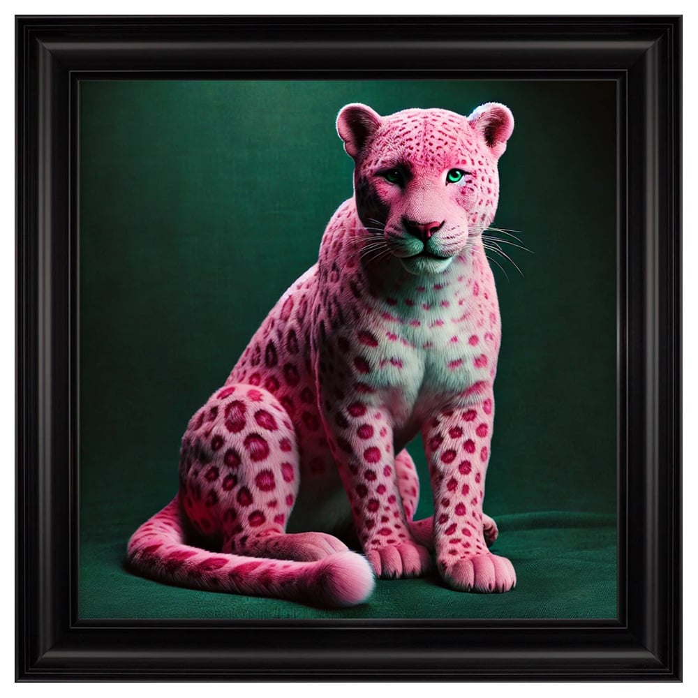 Hankinson Pink Leopard Cub Wall Art In Black Frame