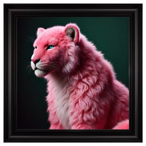 Hankinson Pink Lioness Wall Art In Black Frame | Bed Sava