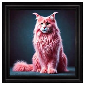 Hankinson Pink Maine Coon Cat Wall Art In Black Frame | Bed Sava