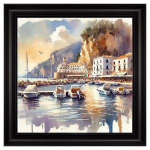Hankinson Watercolour Marina Wall Art In Black Frame | Bed Sava