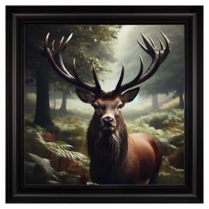 Hankinson Wild Stag Wall Art In Black Frame | Bed Sava