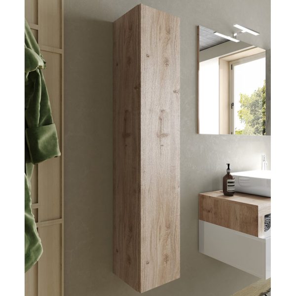 Hanmer Wooden Bathroom Wall Cabinet With 1 Door In Cadiz Oak | Bed Sava