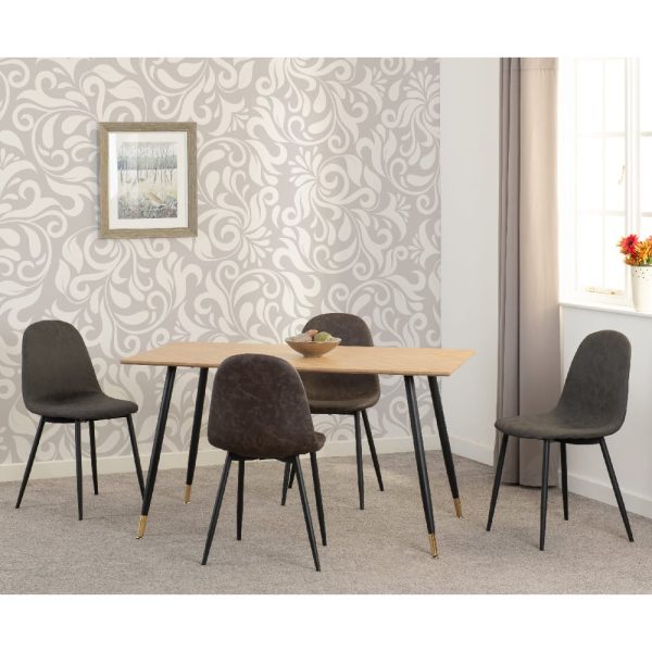 Hanover Oak Wooden Dining Table With 4 Alsip Brown Chairs | Bed Sava