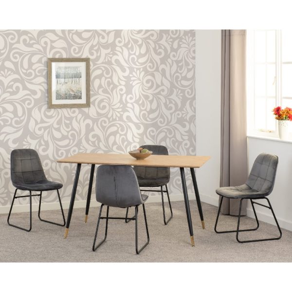 Hanover Oak Wooden Dining Table With 4 Lyster Grey Chairs | Bed Sava