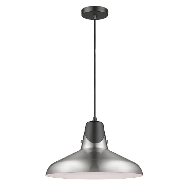 Hanwell Satin Nickel Shade Pendant Light In Matt Black | Bed Sava