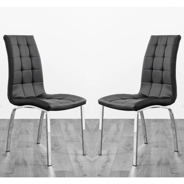 Hamden Black Faux Leather Dining Chairs In Pair | Bed Sava