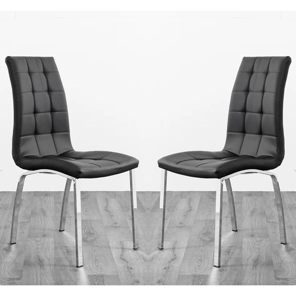 Hamden Black Faux Leather Dining Chairs In Pair