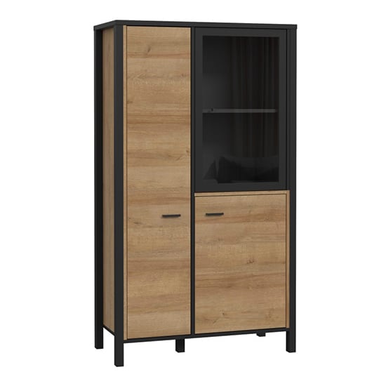 Harbor Wooden Display Cabinet With 3 Doors In Matt Black Oak