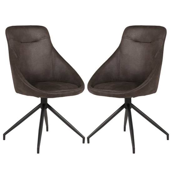 Harini Brown Microfibre Dining Chairs In Pair