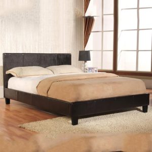 Harley PU Leather Small Double Bed In Brown | Bed Sava