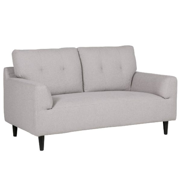 Harringay Fabric 2 Seater Sofa With Black Legs In Light Grey | Bed Sava