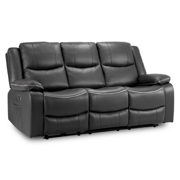 Harris Faux Leather Electric Recliner 3 Seater Sofa In Black | Bed Sava