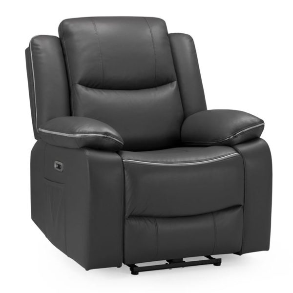 Harris Faux Leather Electric Recliner 1 Seater Sofa In Black | Bed Sava