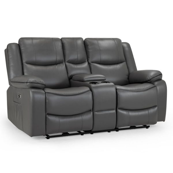 Harris Faux Leather Electric Recliner 2 Seater Sofa In Grey | Bed Sava