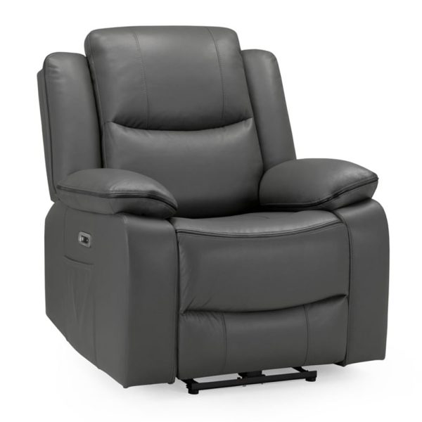 Harris Faux Leather Electric Recliner 1 Seater Sofa In Grey | Bed Sava