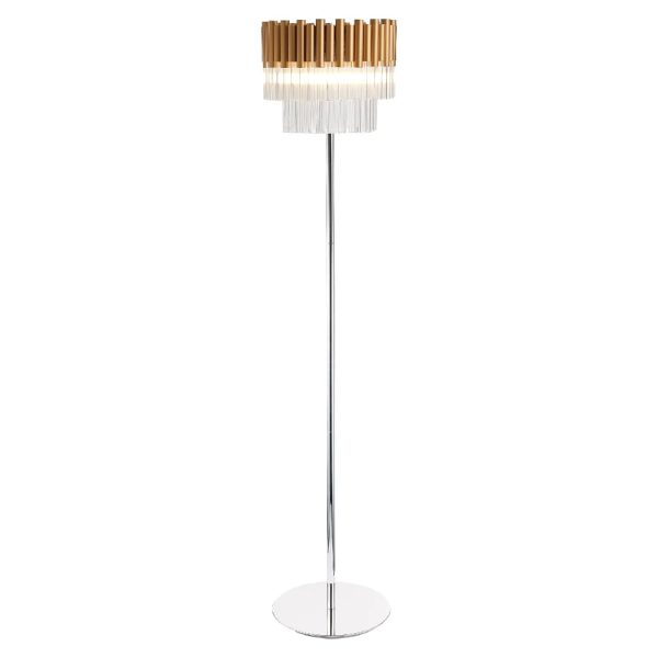 Harrogate Hanging Crystal Shade Floor Lamp In Gold And Chrome | Bed Sava