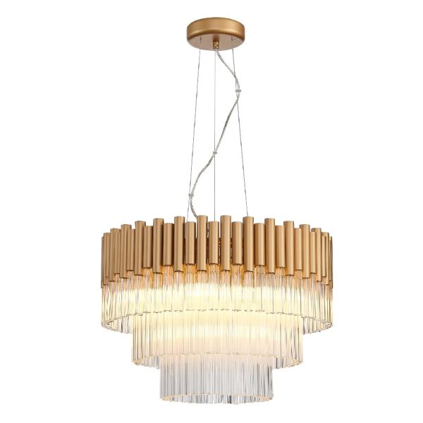 Harrogate Hanging Crystal Shade Pendant Light In Matt Gold | Bed Sava