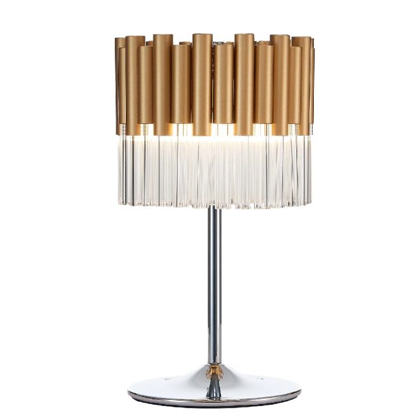 Harrogate Hanging Crystal Shade Table Lamp In Gold And Chrome | Bed Sava