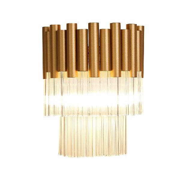 Harrogate Hanging Crystal Shade Wall Light In Matt Gold | Bed Sava