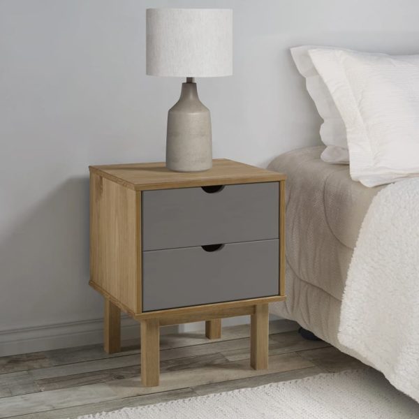 Harrow Wooden Bedside Cabinet With 2 Drawers In Grey Brown | Bed Sava