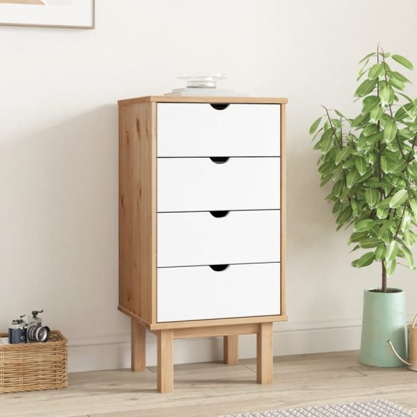 Harrow Wooden Chest Of 4 Drawers Tall In White Brown | Bed Sava