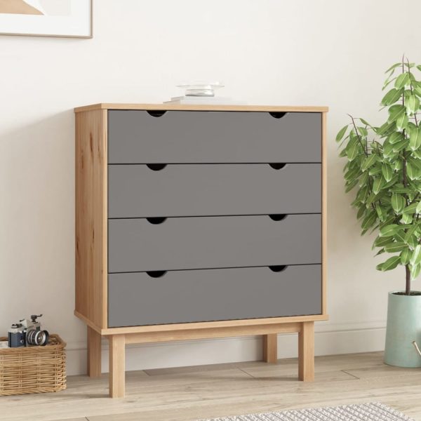 Harrow Wooden Chest Of 4 Drawers Wide In Grey Brown | Bed Sava