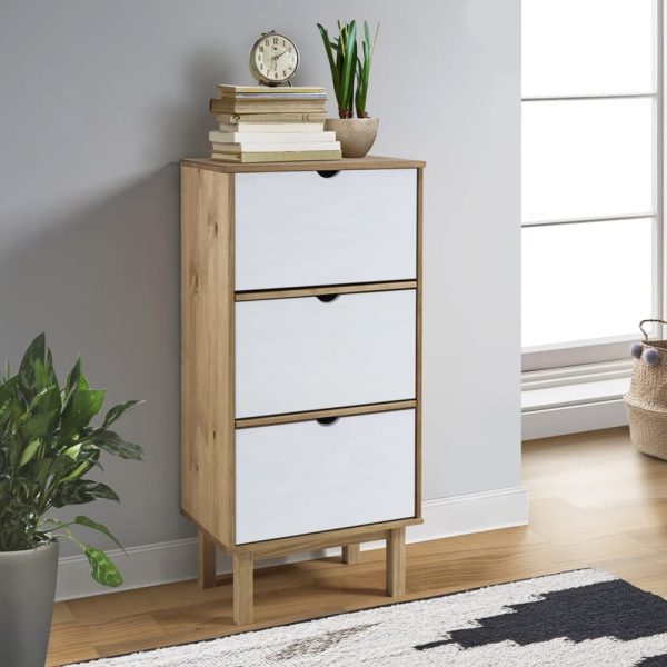 Harrow Wooden Shoe Storage Cabinet With 3 Drawers In White Brown | Bed Sava