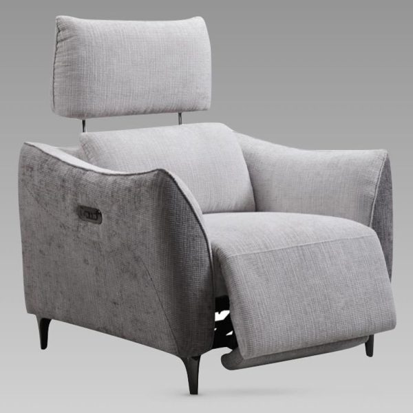 Harvey Fabric Electric Recliner Armchair In Grey | Bed Sava