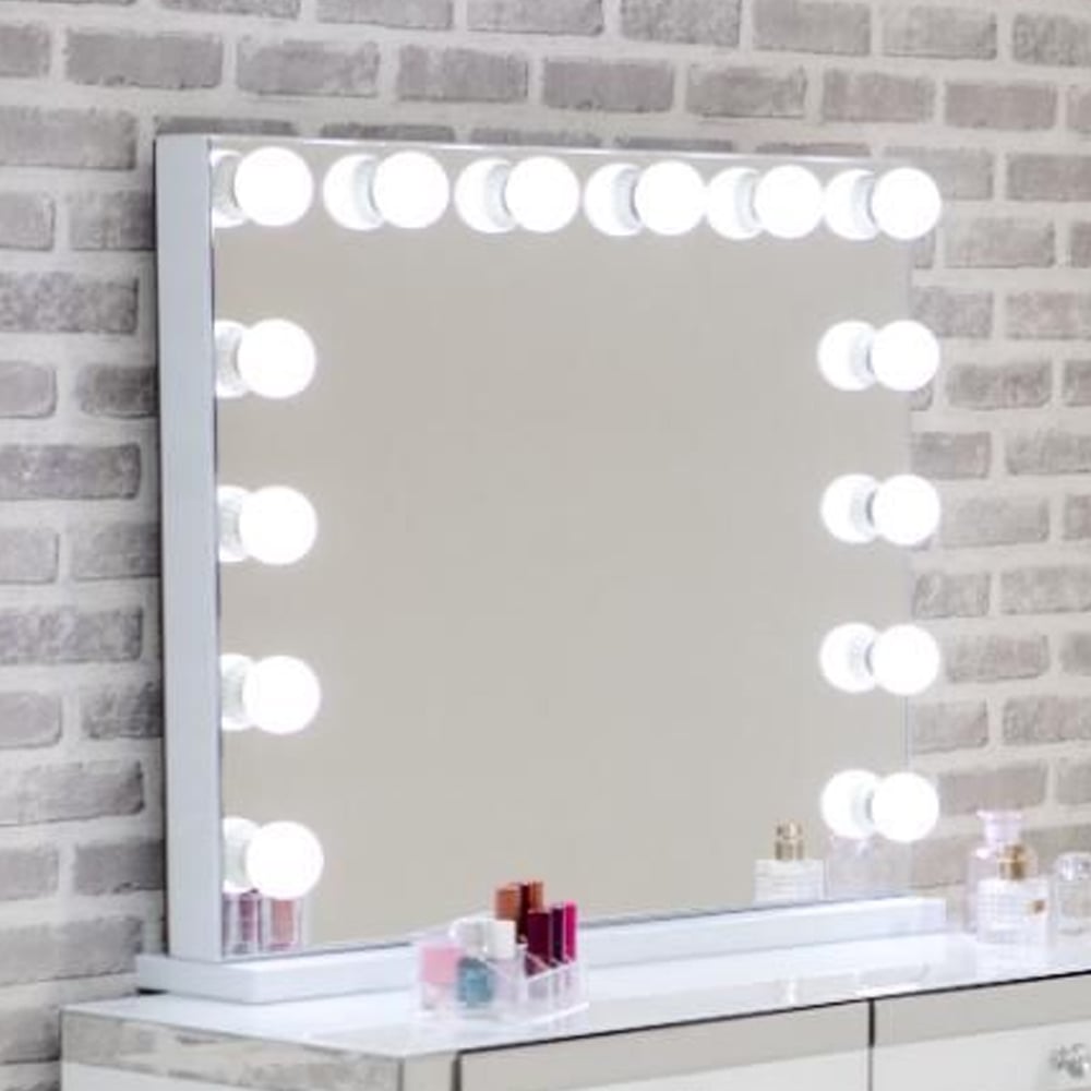 Haslet Landscape Dressing Mirror With White High Gloss Frame