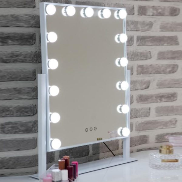 Haslet Large Swivel Dressing Mirror With White High Gloss Frame | Bed Sava