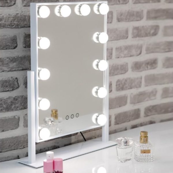 Haslet Small Swivel Dressing Mirror With White High Gloss Frame | Bed Sava