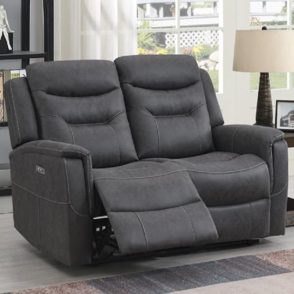 Hasselt Fabric Electric Recliner 2 Seater Sofa In Grey | Bed Sava